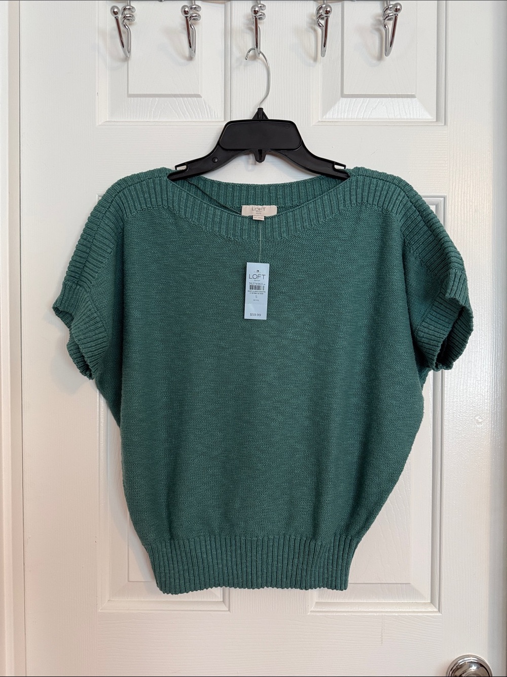 LOFT Teal Short-Sleeve Scoop Neck Sweater